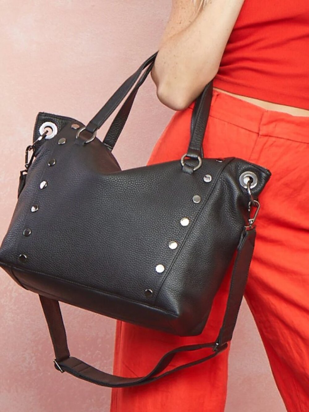 Hammitt Large Daniel Tote – Black Leather/Gunmetal Hardware